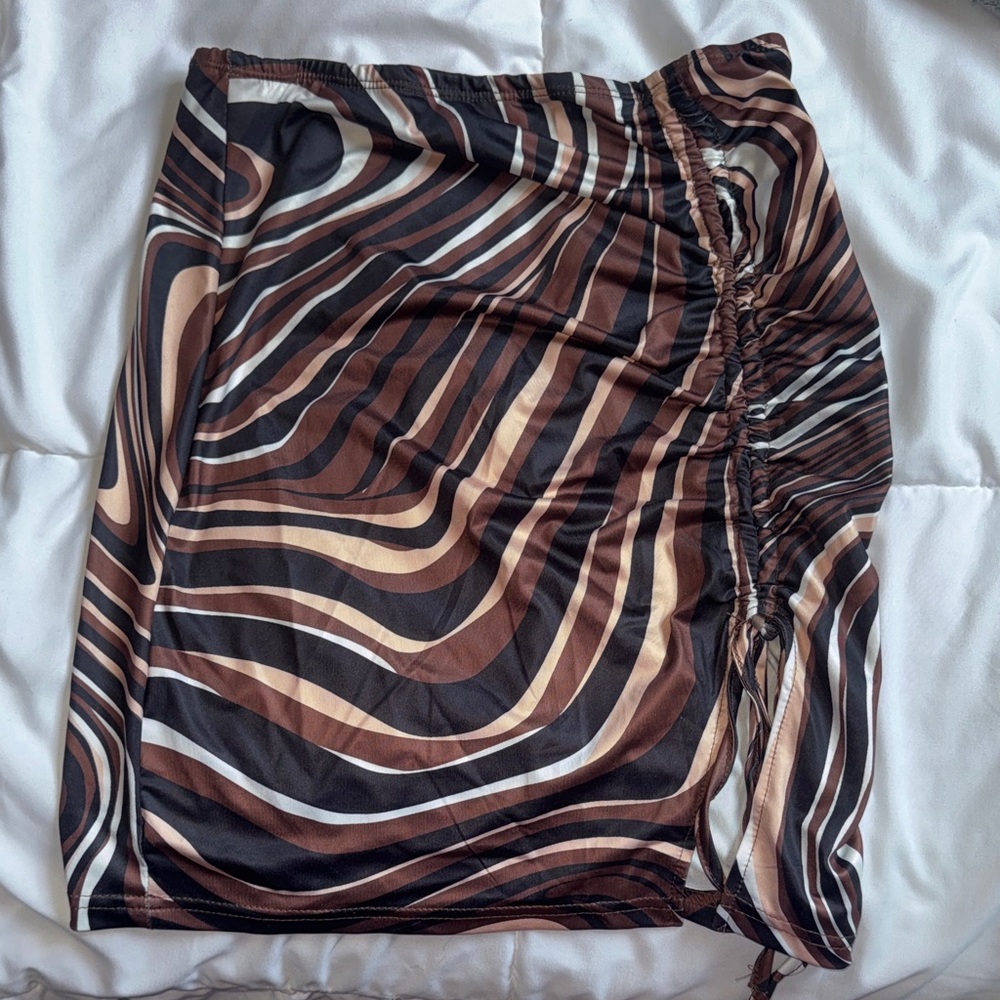 SHEIN Brown and Black Striped Skirt